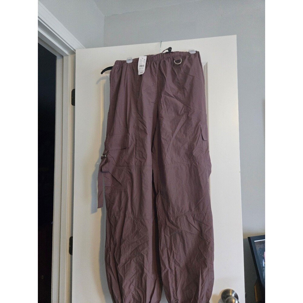 PacSun Cargo Pants Womens M Mauve Relaxed Fit Wide Leg Elastic Waist Pockets